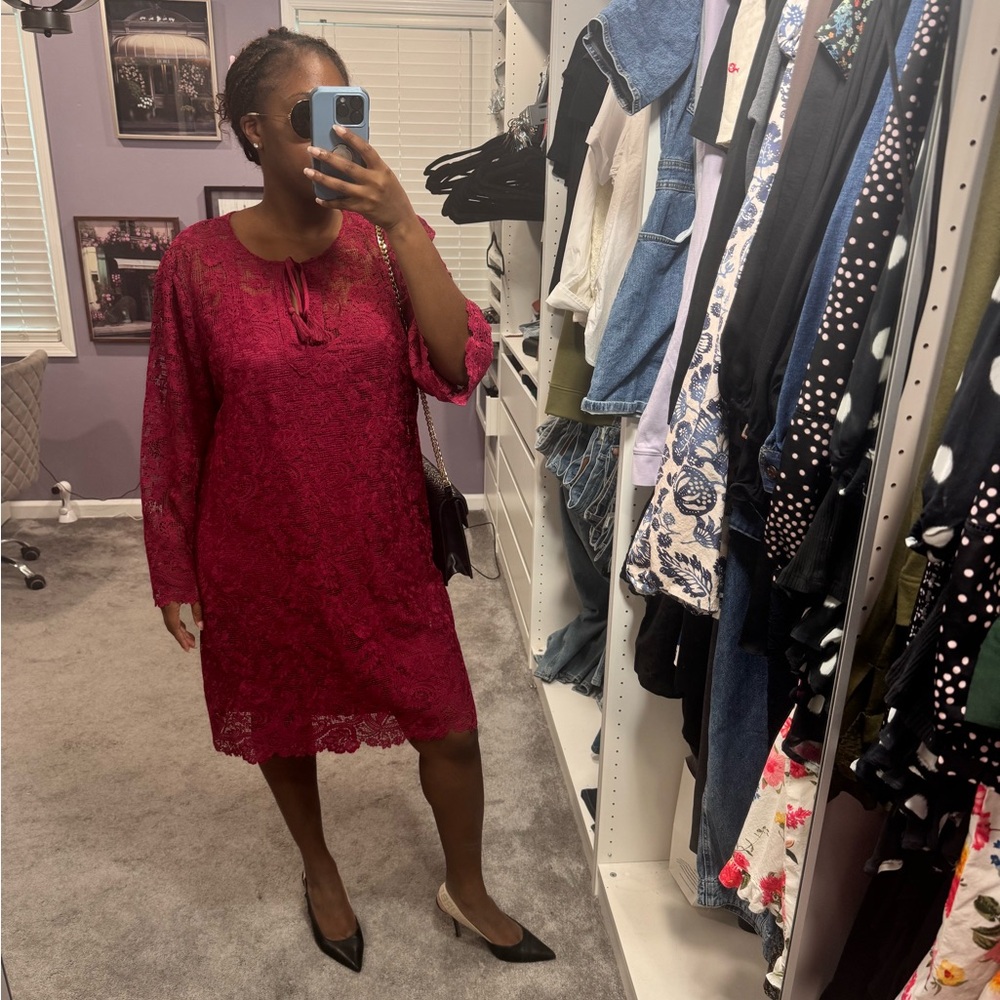 Johnny Was Deep Red Lace Dress